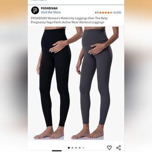 POSHDIVAH Maternity Yoga Leggings - Black and Gray
